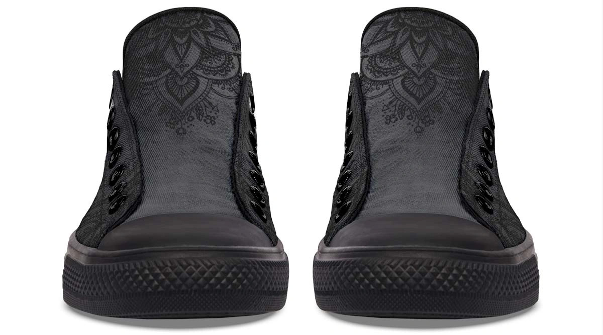 Skull with Rose Black Lowtop Sneaker - Image 5