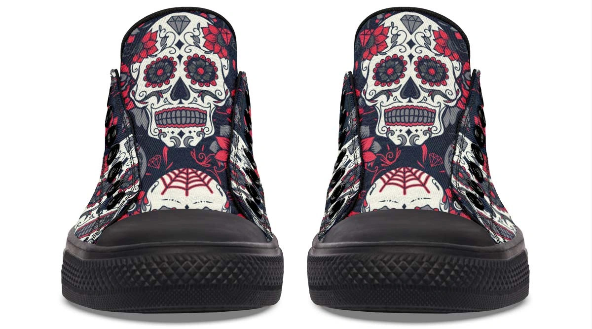 Mexican Skull Pattern Black Lowtop Sneaker - Image 5