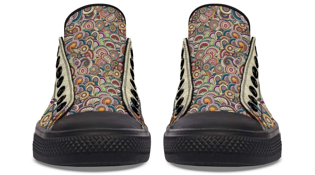 Day Of Dead Skull Pattern Black Lowtop Sneaker - Image 5