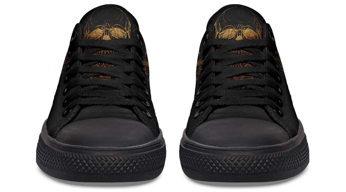 Gold Foil Skull Pattern Black Lowtop Sneaker - Image 4