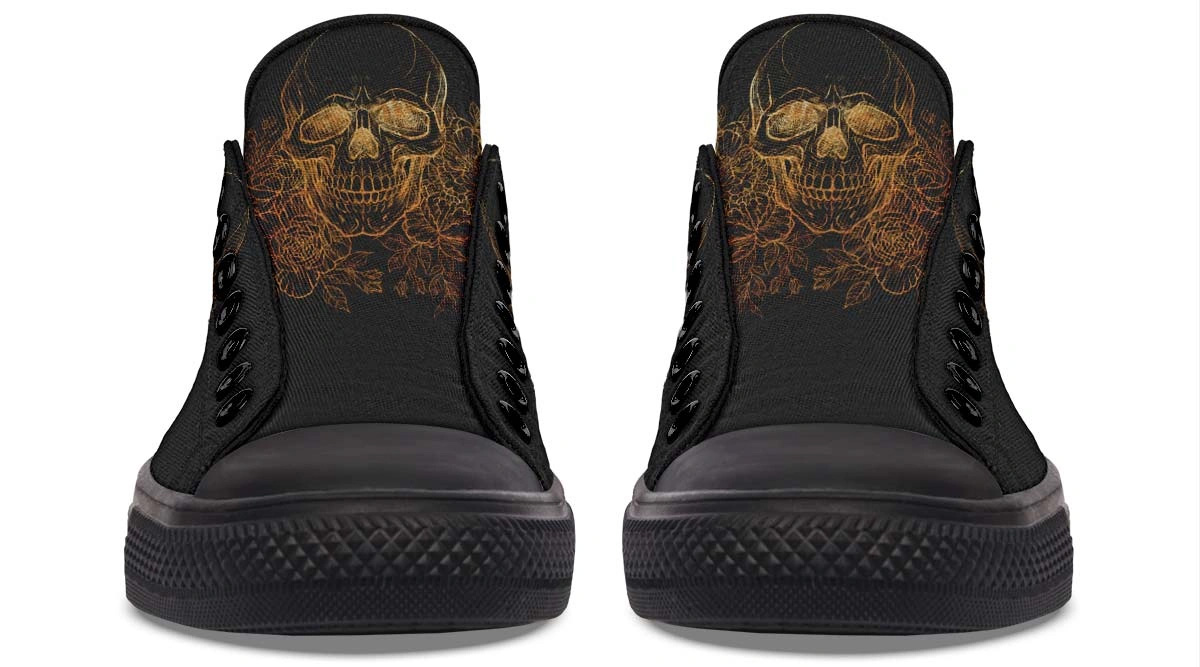 Gold Foil Skull Pattern Black Lowtop Sneaker - Image 5