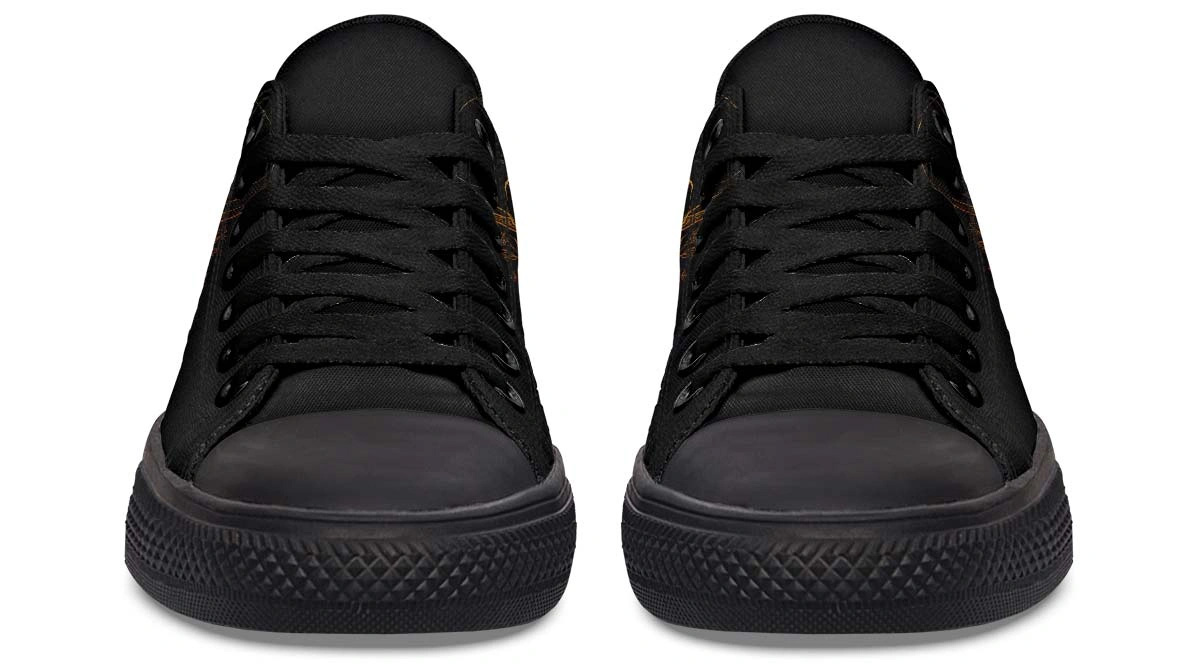 Gold Foil Skull Pattern (No Label Print) Black Lowtop Sneaker - Image 4