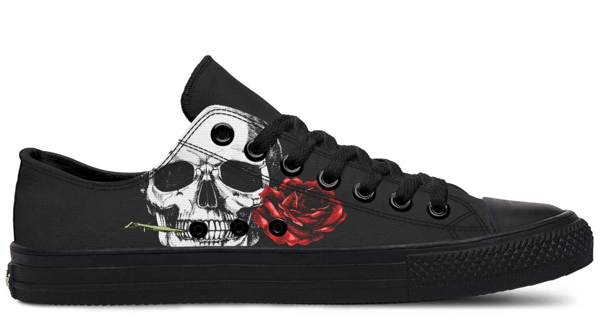 Rose In A Skull Black Lowtop Sneaker - Image 2