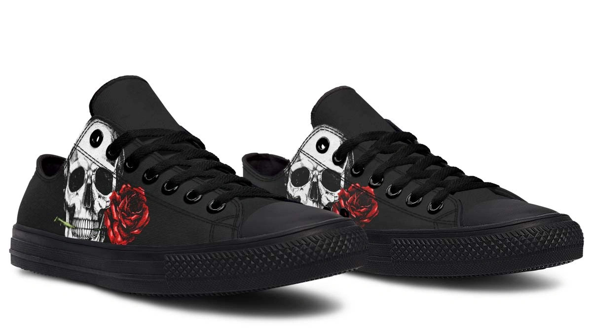 Rose In A Skull Black Lowtop Sneaker - Image 3