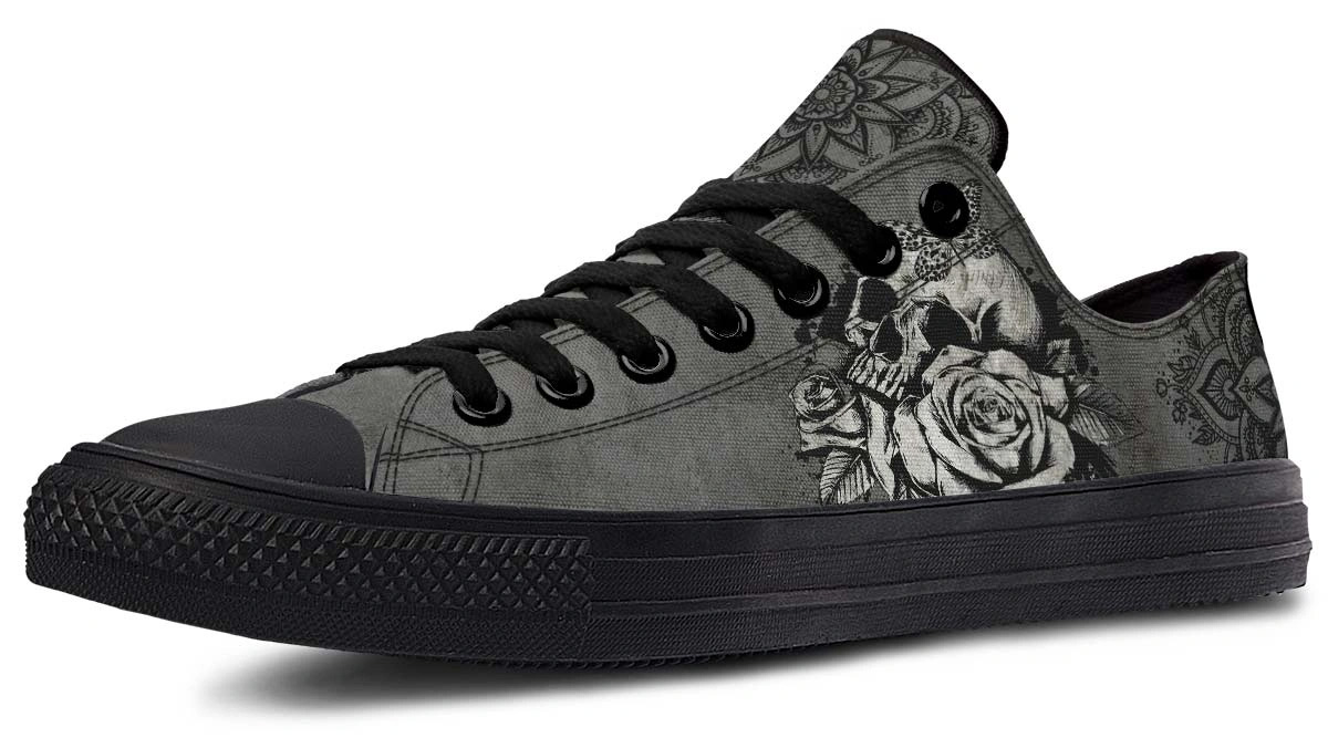Mandala Skull Pattern Black Lowtop Sneaker