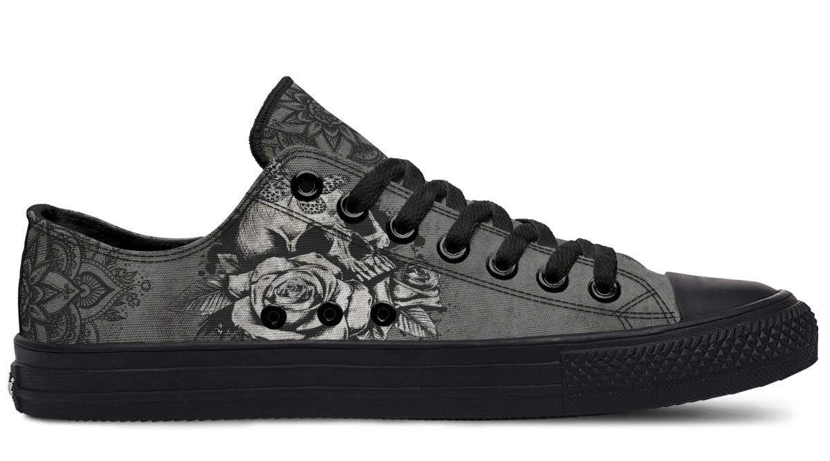 Mandala Skull Pattern Black Lowtop Sneaker - Image 2