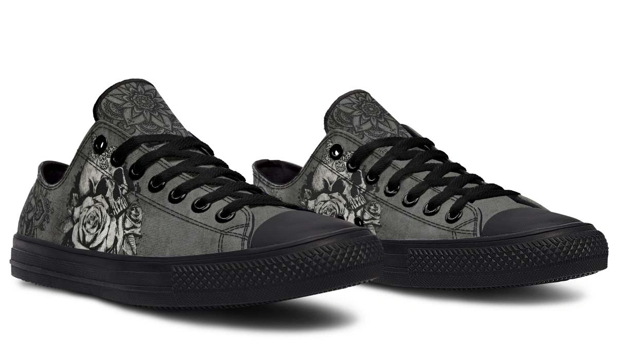 Mandala Skull Pattern Black Lowtop Sneaker - Image 3