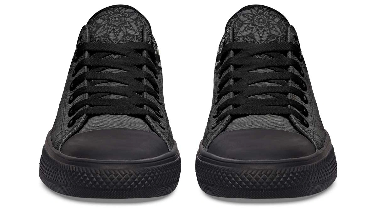 Mandala Skull Pattern Black Lowtop Sneaker - Image 4