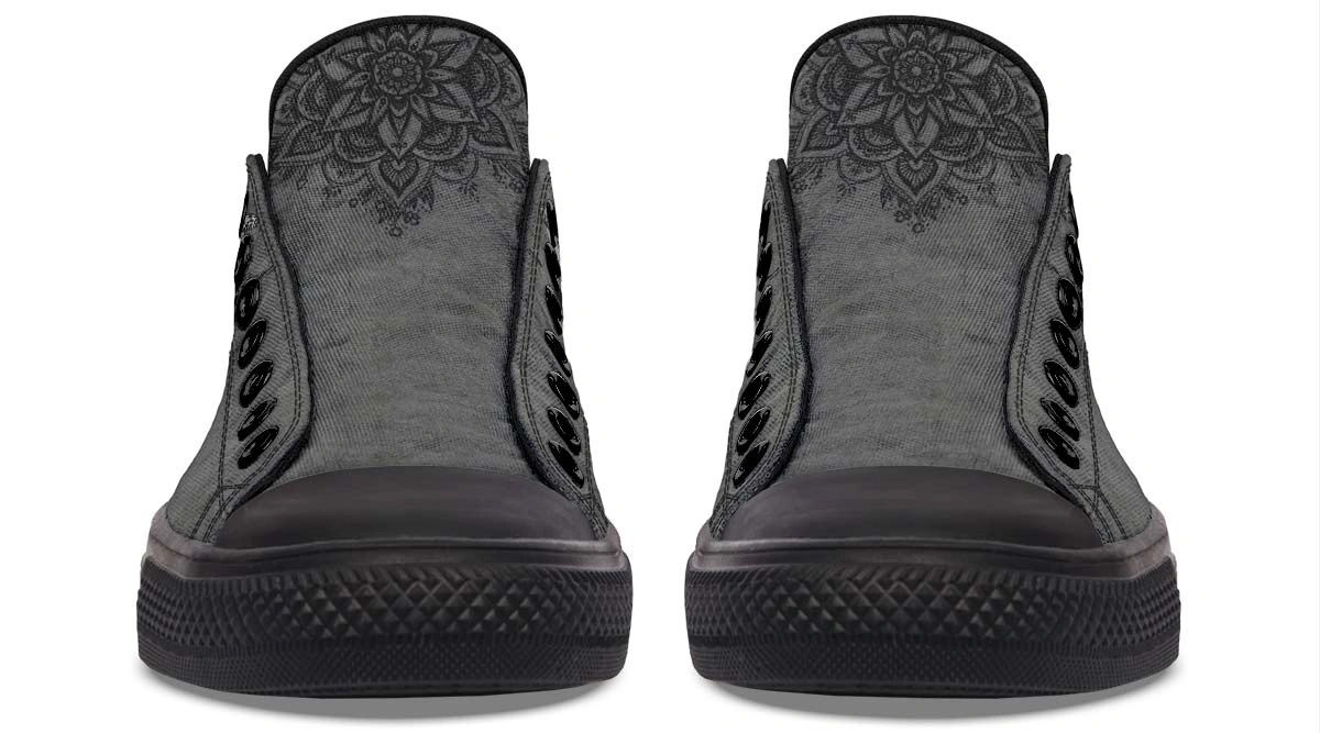 Mandala Skull Pattern Black Lowtop Sneaker - Image 5