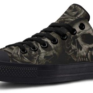 Dead Rose Pattern Black Lowtop Sneaker