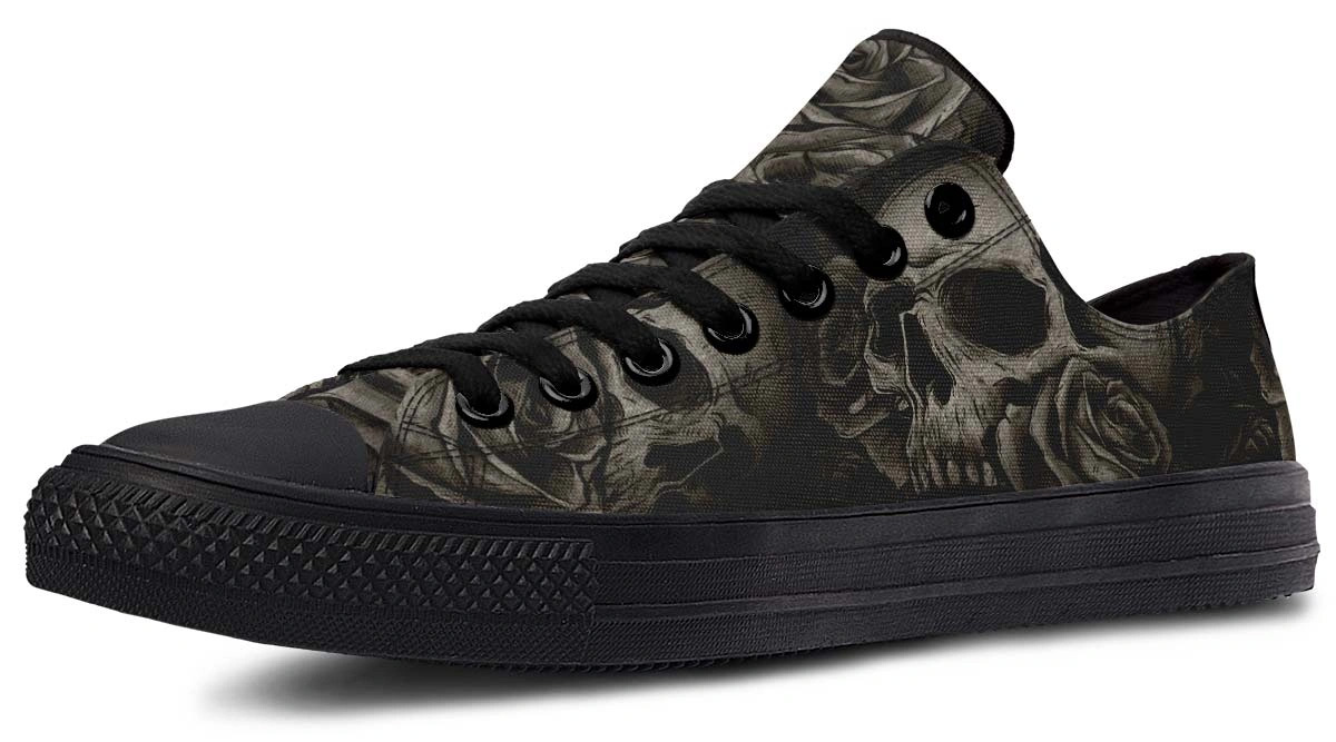 Dead Rose Pattern Black Lowtop Sneaker