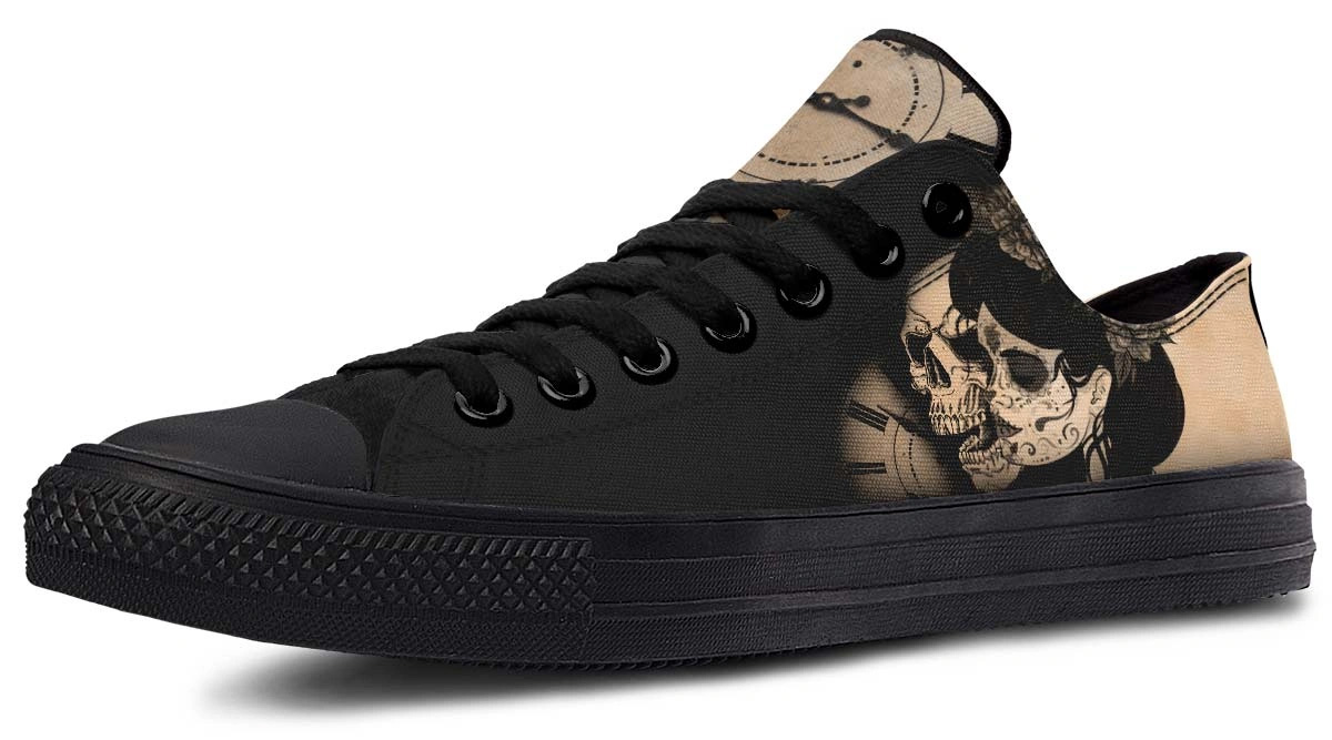 Time and Dead Tattoo Black Lowtop Sneaker