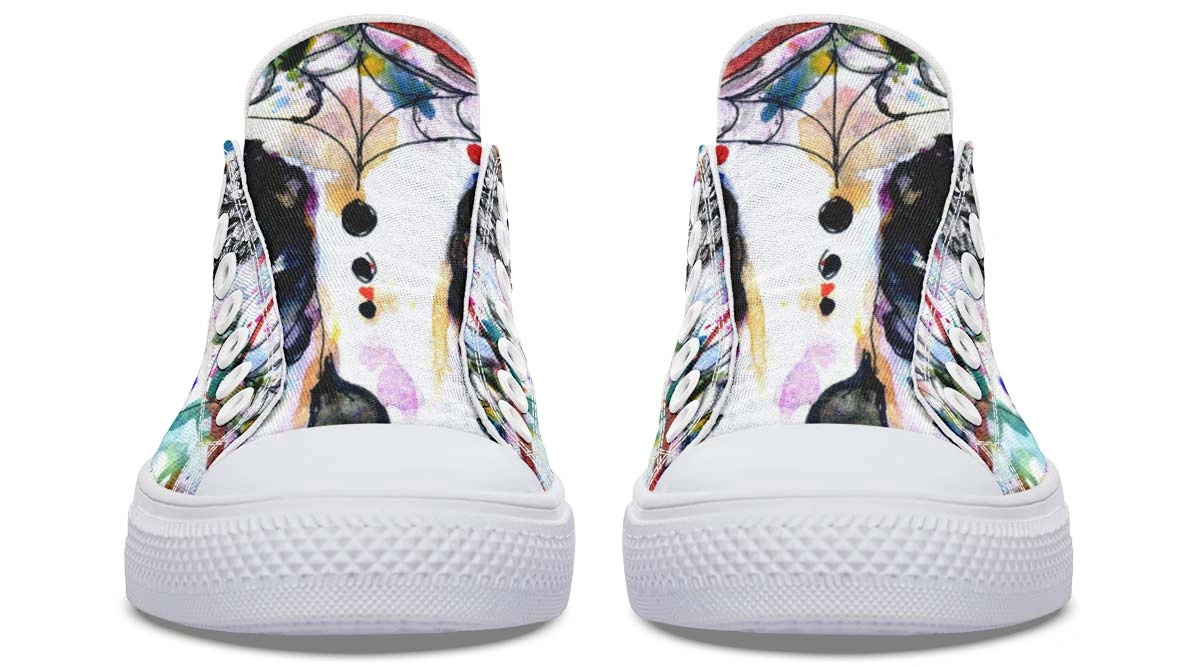 Watercolor Skull Pattern Black Lowtop Sneaker - Image 5
