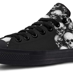 Full of Skull Pattern Black Lowtop Sneaker
