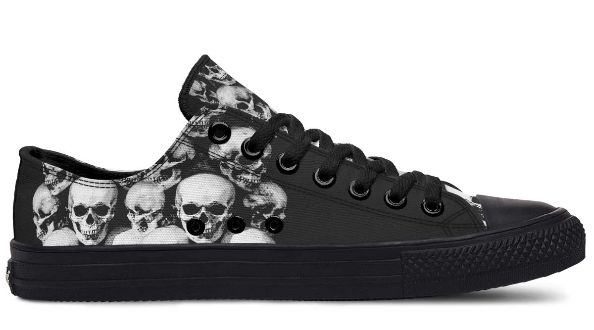 Full of Skull Pattern Black Lowtop Sneaker - Image 2