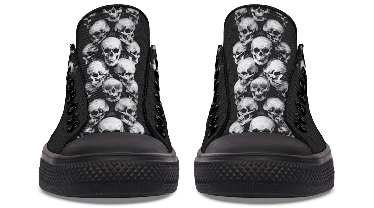 Full of Skull Pattern Black Lowtop Sneaker - Image 5